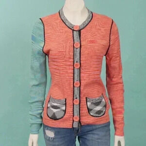 One Girl Who Women's Multicolored Button Front Long Sleeve Cardigan Size Small